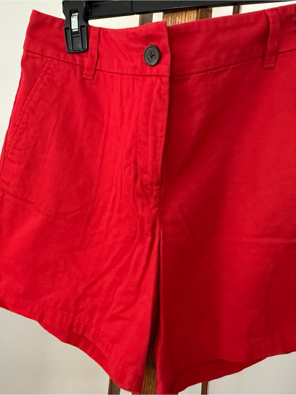 LOFT Red High-Rise Bermuda Shorts